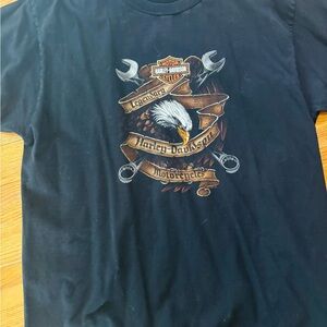 Harley-Davidson Black Short Sleeve Tee with Eagle & Banner Graphic